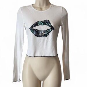 ‎Cropped Snake Lips Tee
